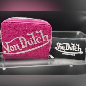 Von Dutch Hot Pink Logo Wallet Y2K Zip Around